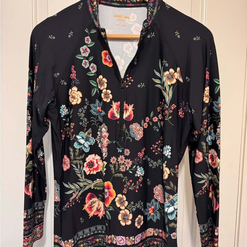 Johnny Was Black Floral Long Sleeve Top - Picture 2 of 5